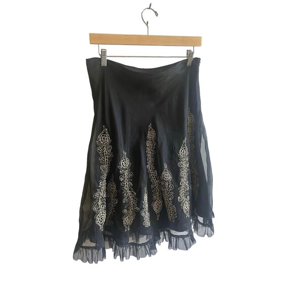 Vintage Womens Silk Skirt Size 10 Whymsigoth Victoriangoth‎ Beaded Embroidered - Picture 1 of 8